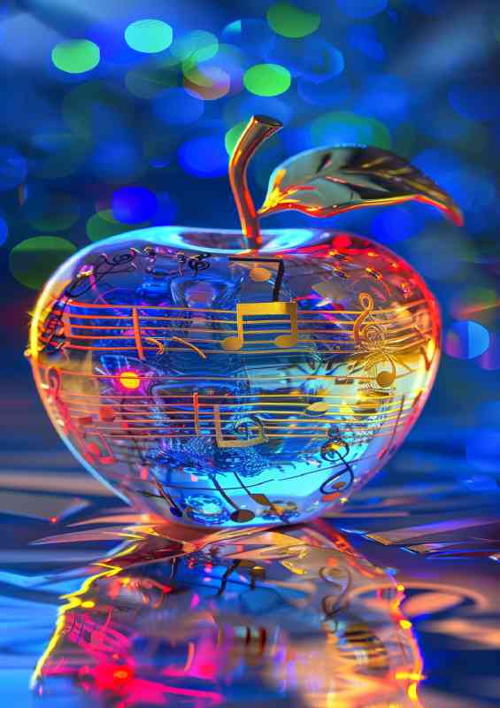 Crystal apple with musical notes