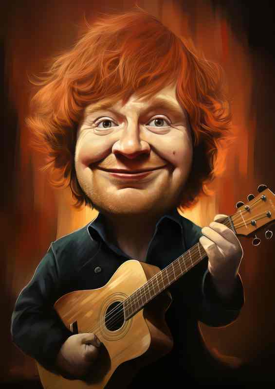 Caricature of ed Sheeran