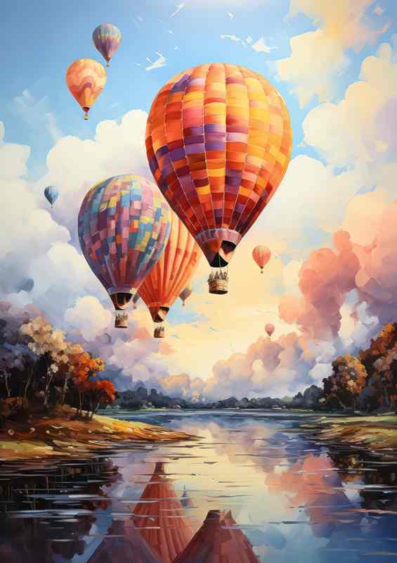 Skyward Dreams Vibrant Balloons Ascend into Blue
