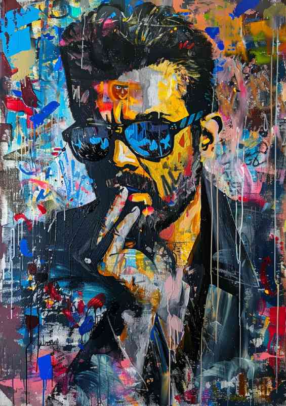 George Michael in the style of an acrylic painting