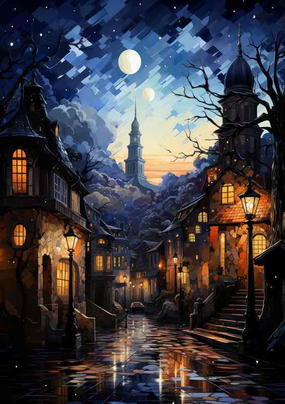 Sparkling Serenity Over the Starlit Village