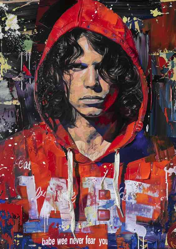 of Jim Morrison red hoodie | Metal Poster