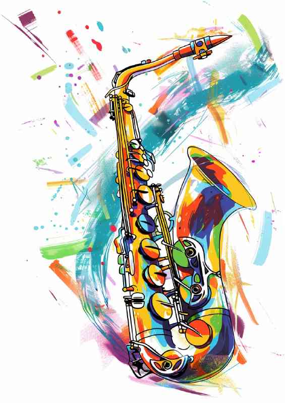 Saxophone with painted strokes