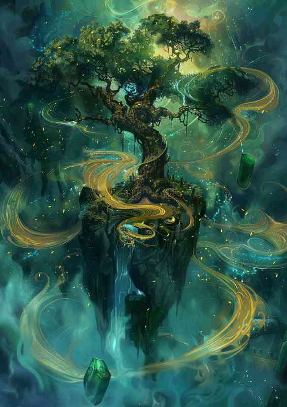 ancient tree in the centre of a island
