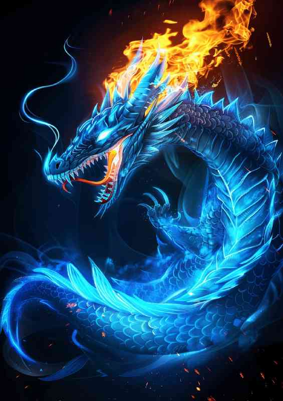 Blue dragon glowing scales