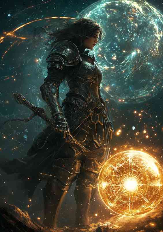 Female warrior fantasy with staff