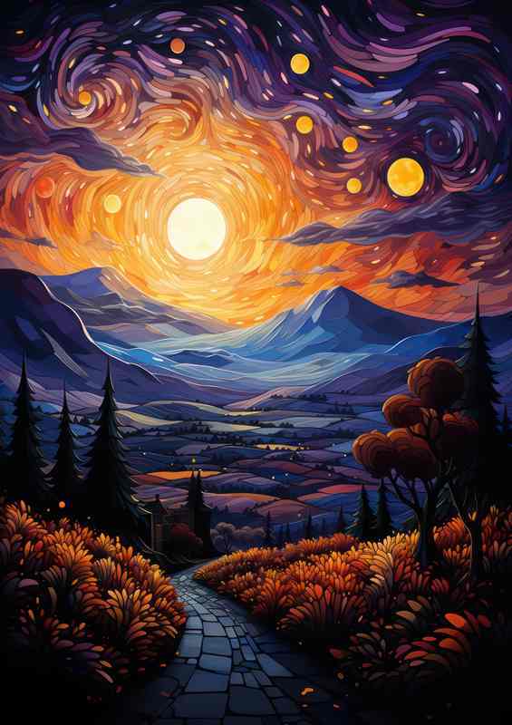 Twilight Serenity Envelops the Scenic Country Path