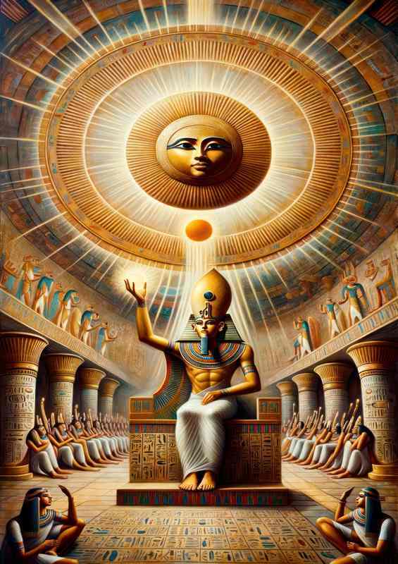 Aten Sun Disk Deity Metal Poster