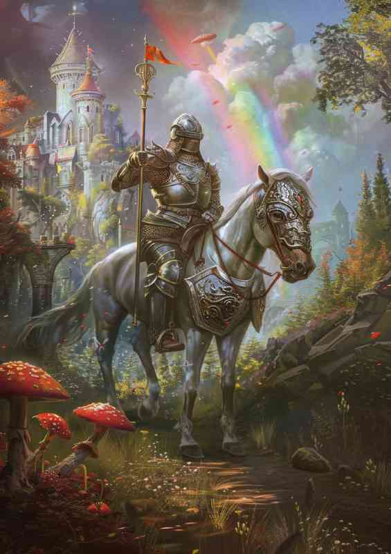 Knight in shining armor leaving the castle