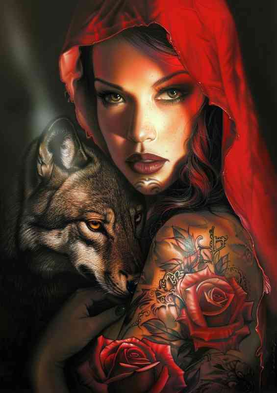 Lady tattos and the wolf