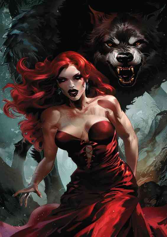 Lady vampire with fangs
