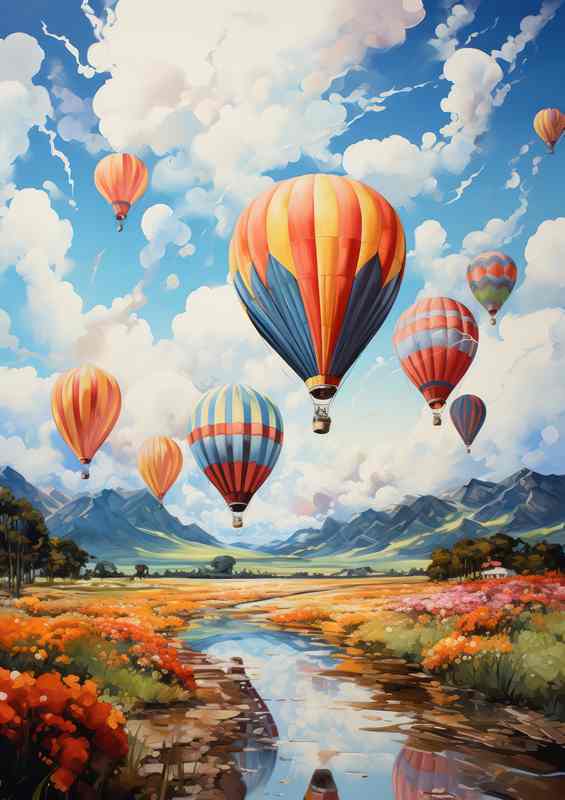 Whimsical Heights Playful Balloons Rising in the Sky