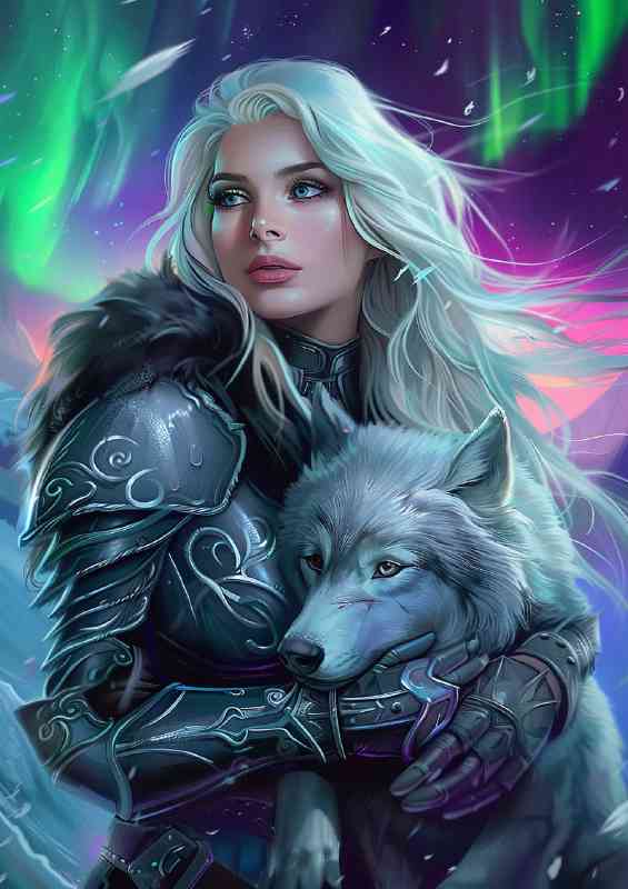 Silver wolf and the aurura