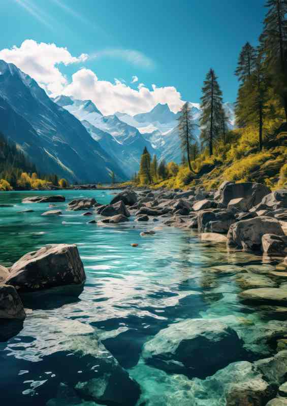 Azure Spectacle Mountains and Lake