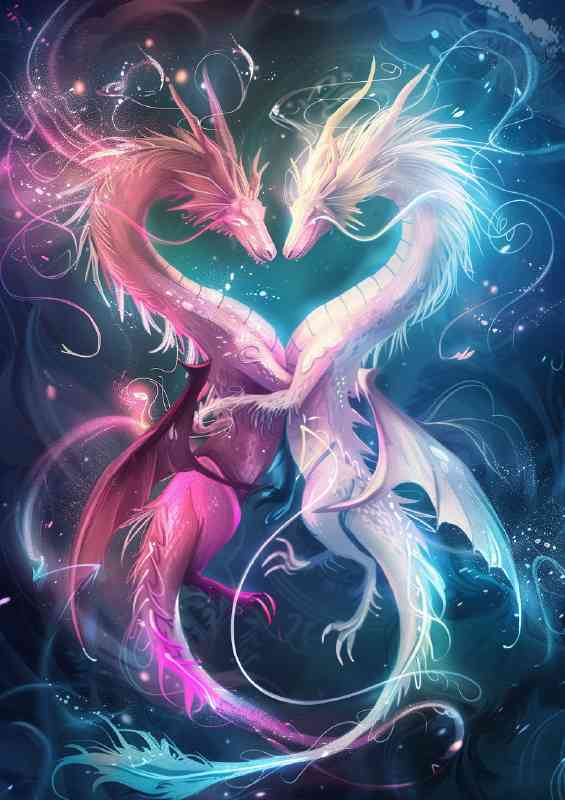 Two colourful dragons