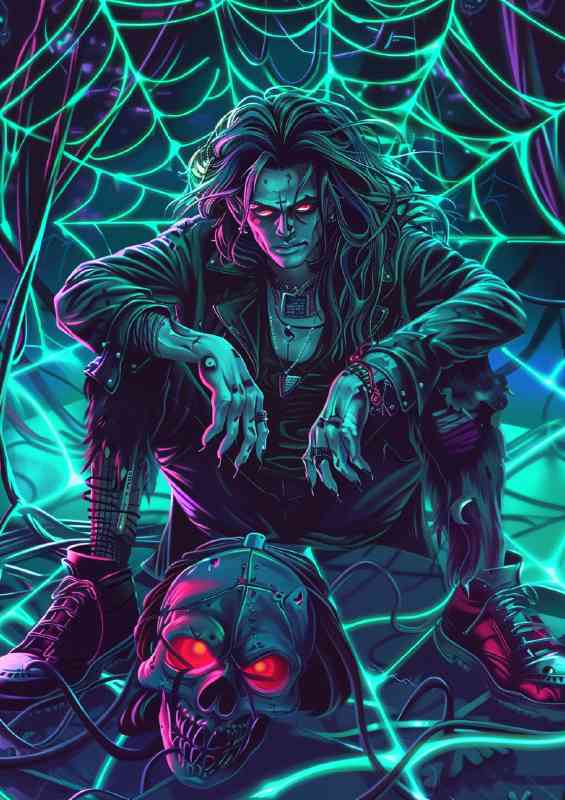 Vivid green and purple cyberpunk neon colors