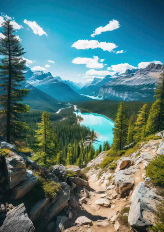Blue Skies Mountains And Lake