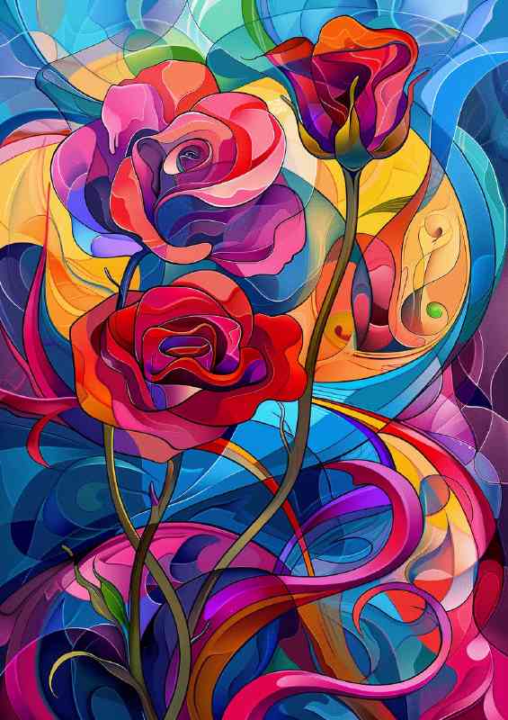 Abstract style multi roses
