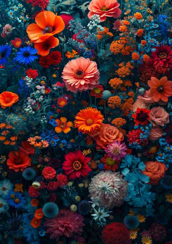 AnArray of mixed colourful flowers | Metal Poster