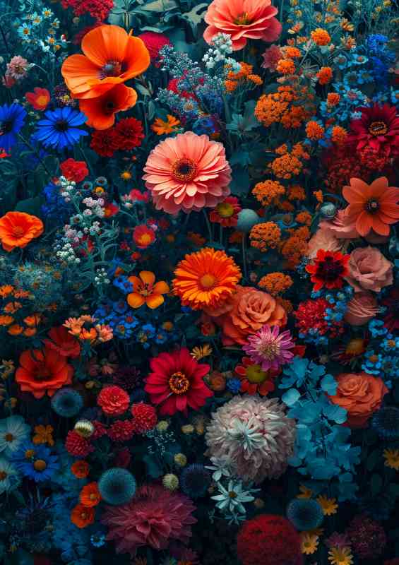 AnArray of mixed colourful flowers