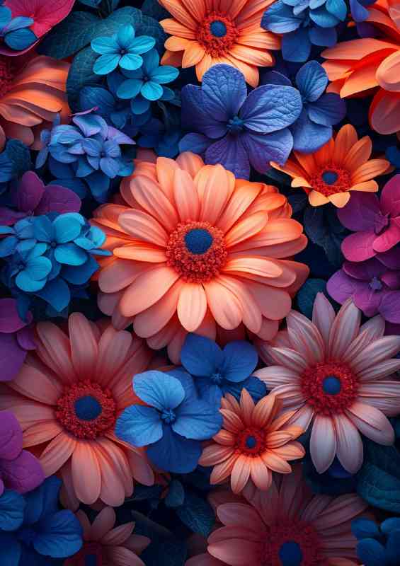 Array of amazing coloured flowers | Metal Poster