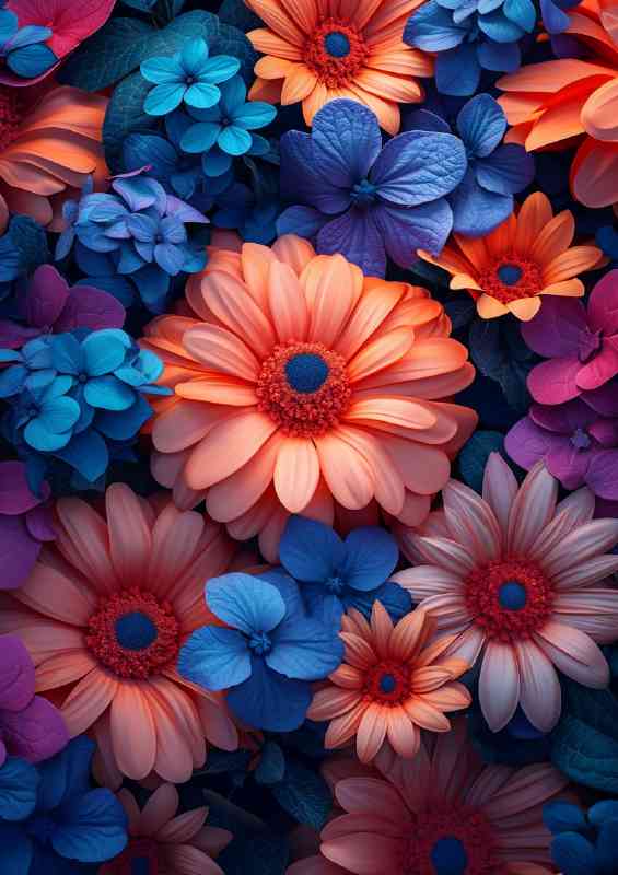 Array of amazing coloured flowers