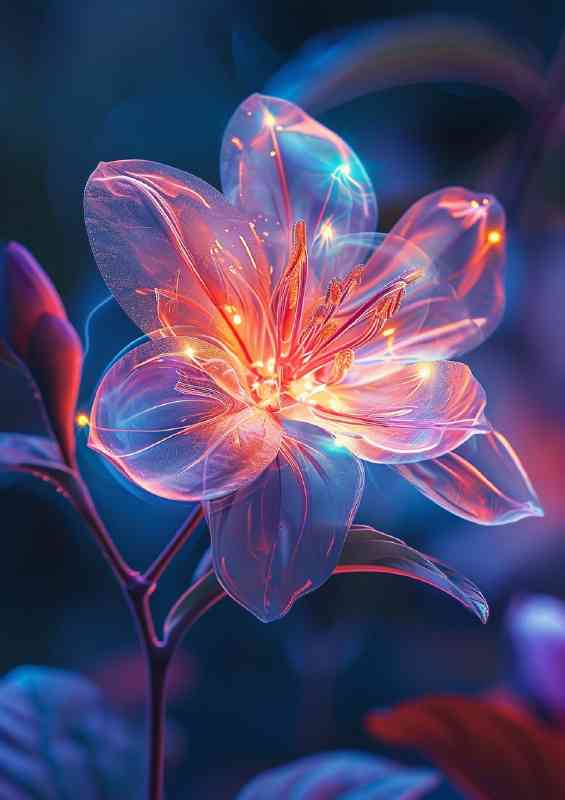 Beautiful led on a single flower | Metal Poster