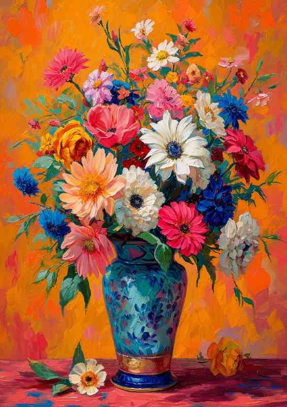 Colourful vase bright flowers