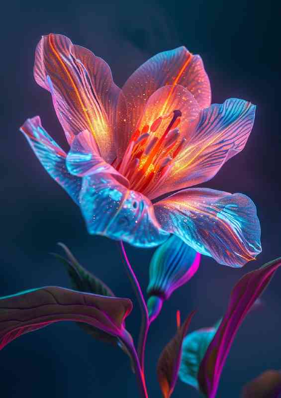 Composed red led flower in brightness | Metal Poster