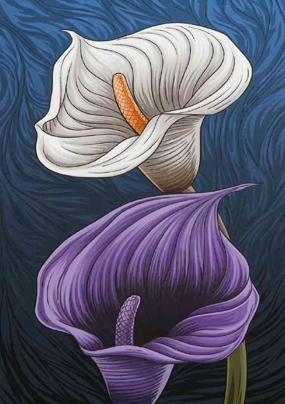 Detailed illustration of two flowers