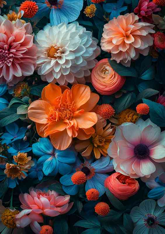 Intricate foliage and flowers luminous colours