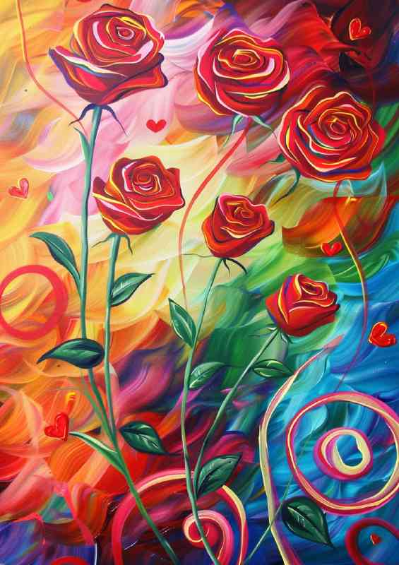 Long stem full roses in red