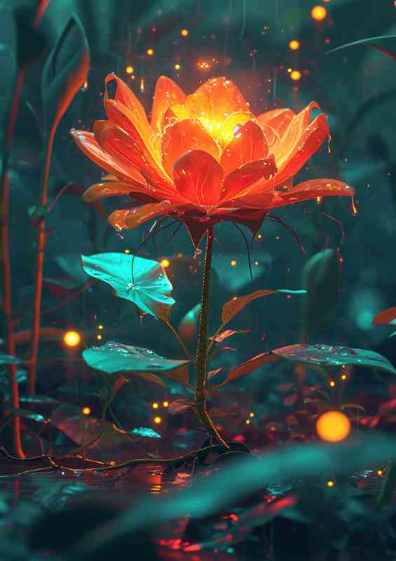 Morning glowing flower in the forest