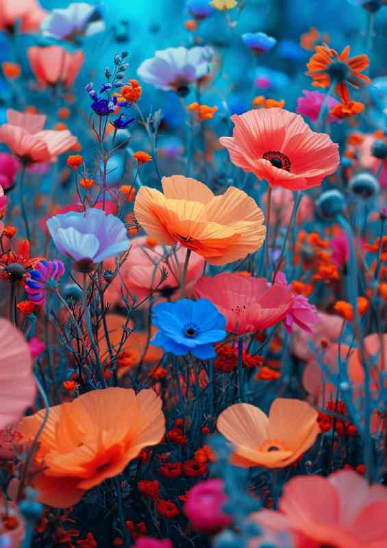 Poppy field with multi colours