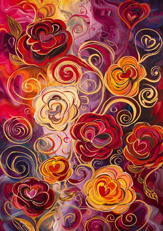 Vibrant painted shaded roses