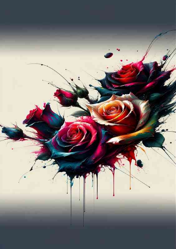 roses with a dramatic fusion of dark and vivid colors. The