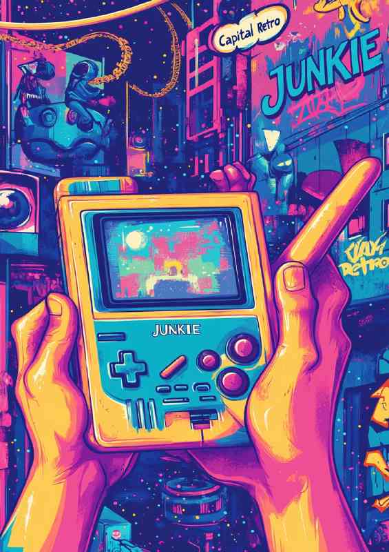 Cartoon retro gaming console