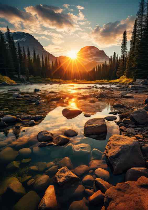 Peeking Sun From Behind The Mountains