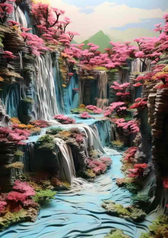 Prismatic Plunge Colorful Waterfall Delight