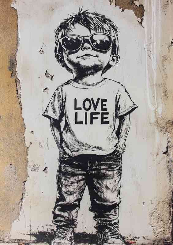 Cool boy graffiti street art
