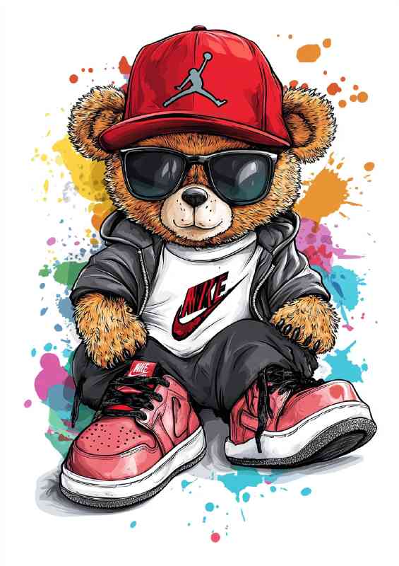 Cute teddy in hip hop style