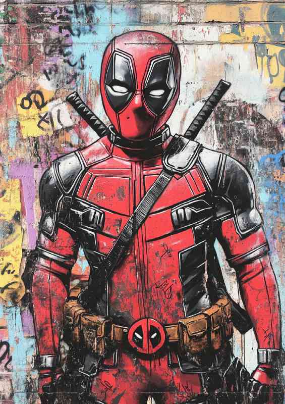 Graffiti art depicting Deadpool