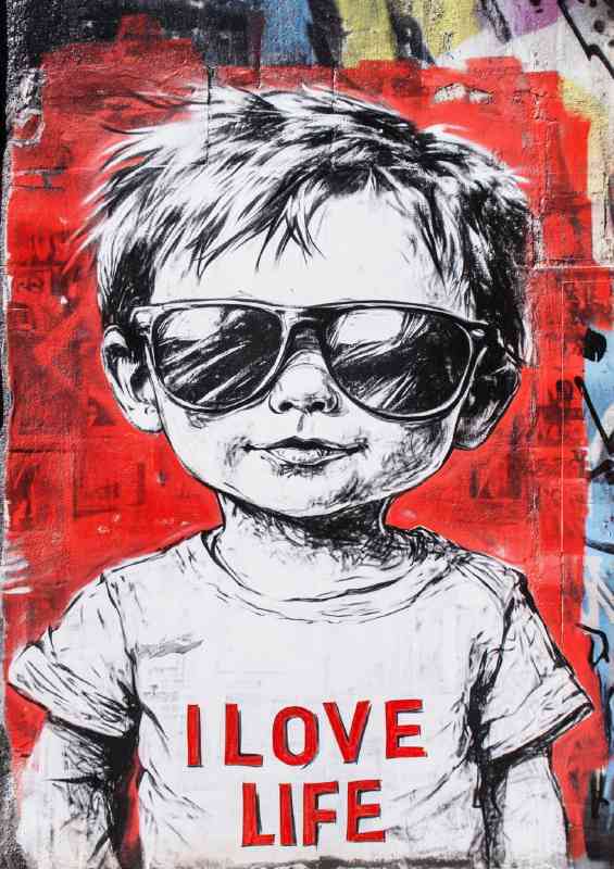 Graffiti boy loving life art