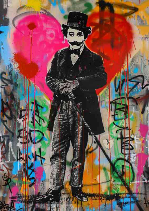 Graffiti painting of Charlie Chaplin