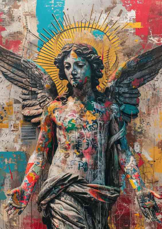 Graffiti tattooed statue