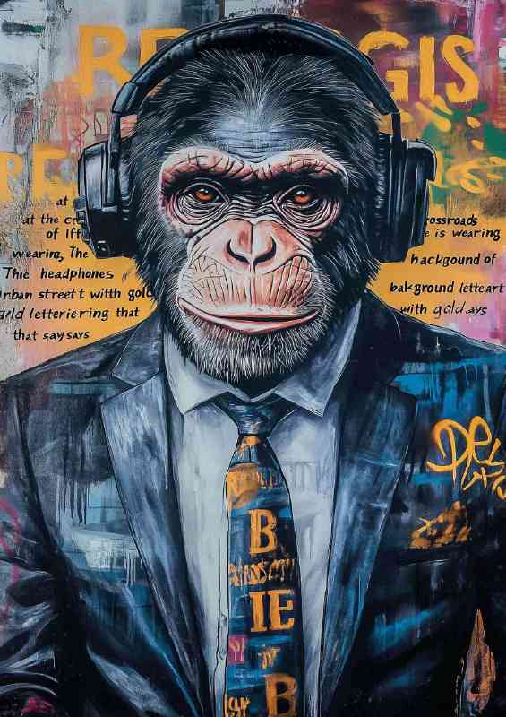 Hipster monkey in a suit street