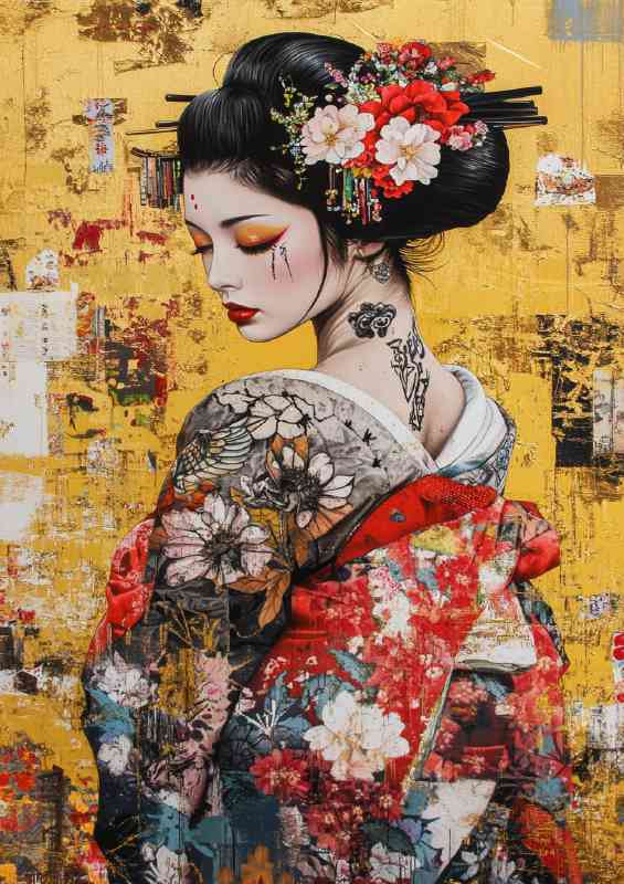 Japanese geisha street style with tattos