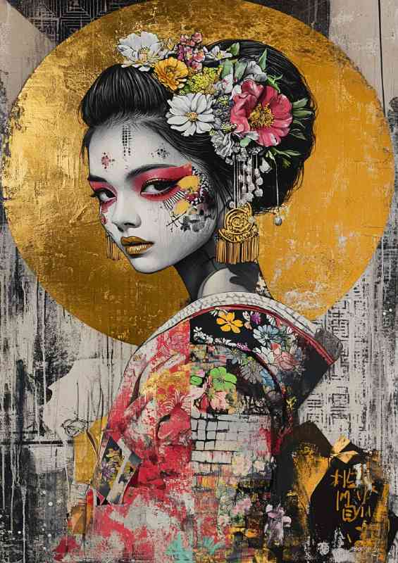Japanese street art collage of graffiti anime
