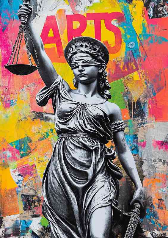 Lady justice with graffiti art