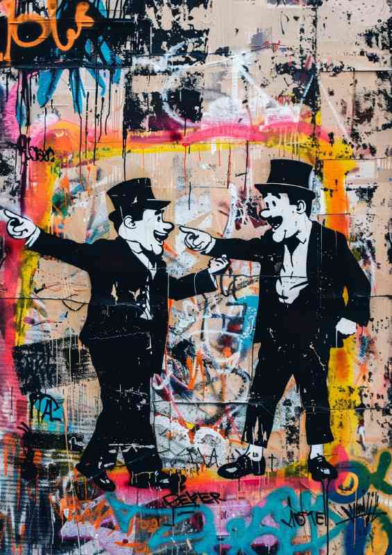 Laurel and Hardy in the style of street art